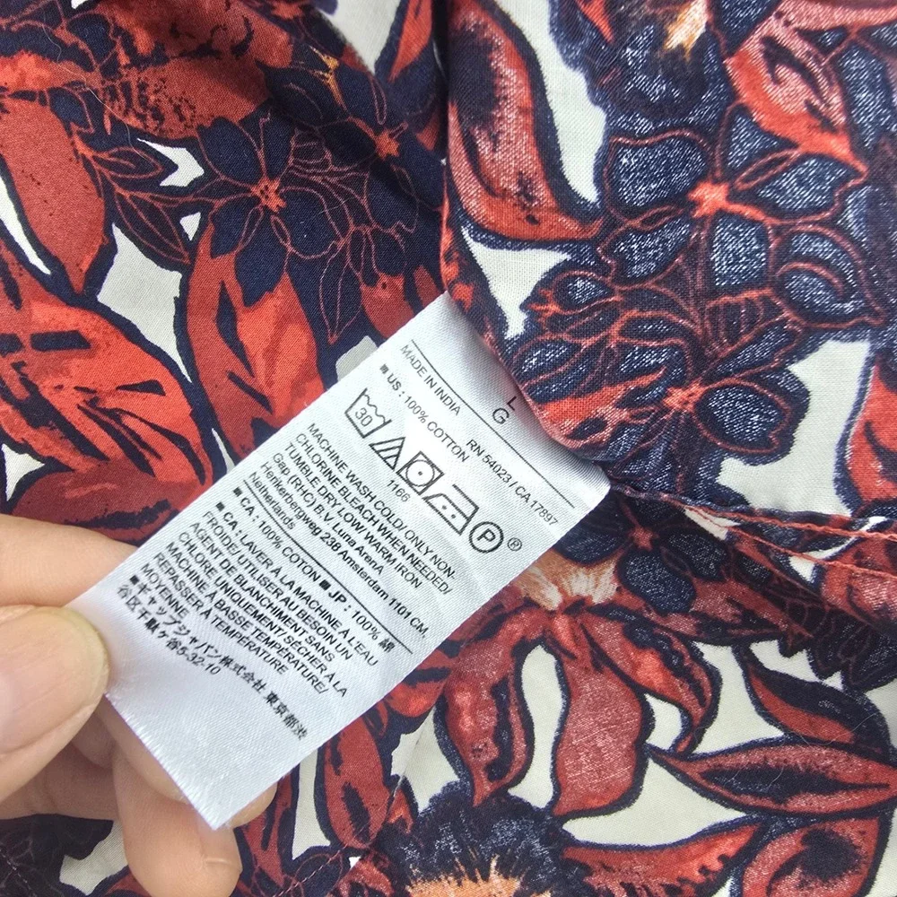 Banana Republic‎ Slim Fit Short Sleeve Floral Shirt Red Mens Size Large